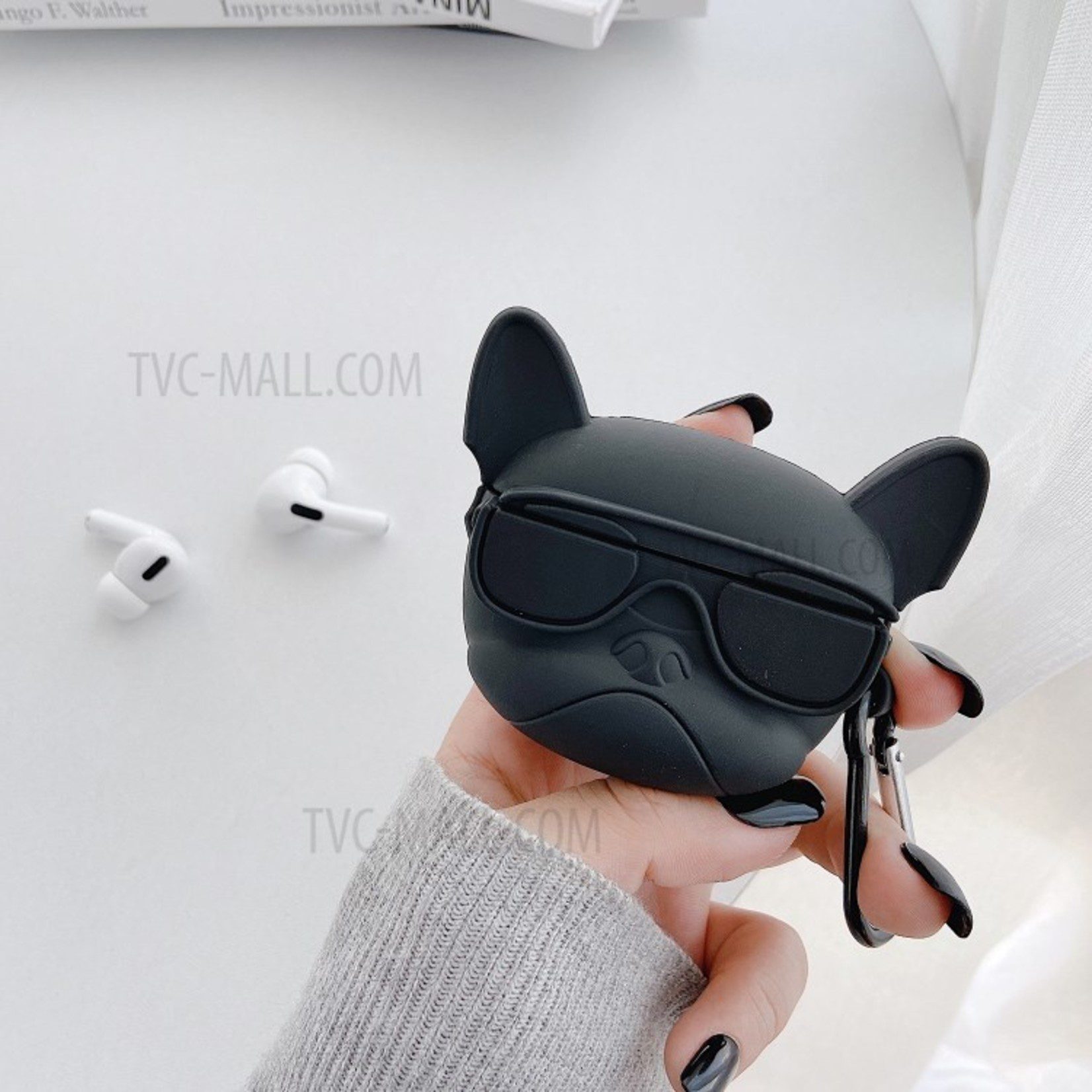 Case AirPods Pro Diseño French Bulldog Sunglasses Negro (Segunda Generacion) - Imagen 2