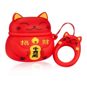 Case Airpods Pro Diseño Gatito chino de la Fortuna Rojo