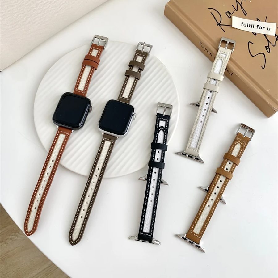 Pulsera Cuero Thin Bitono Apple Watch - Imagen 4