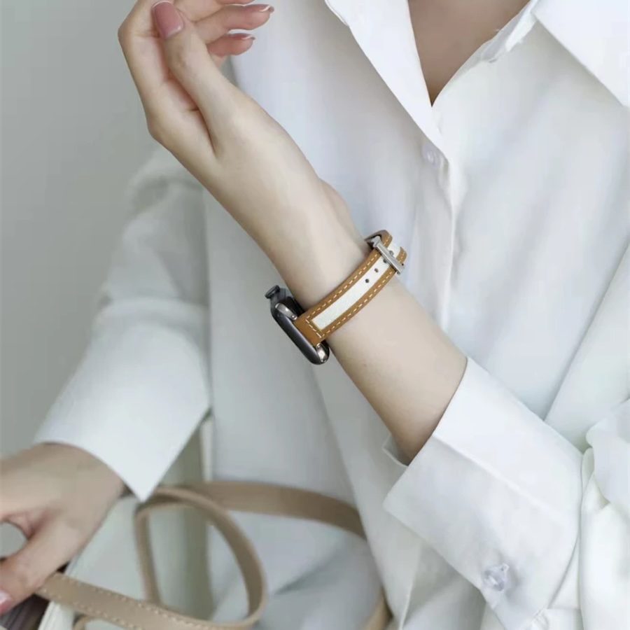 Pulsera Cuero Thin Bitono Apple Watch - Imagen 5