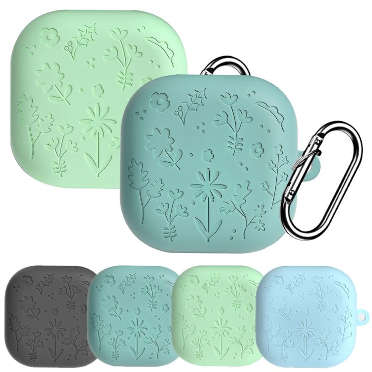 Protector Samsung Buds 4/4 Pro Grabado Flores Celeste - Imagen 2