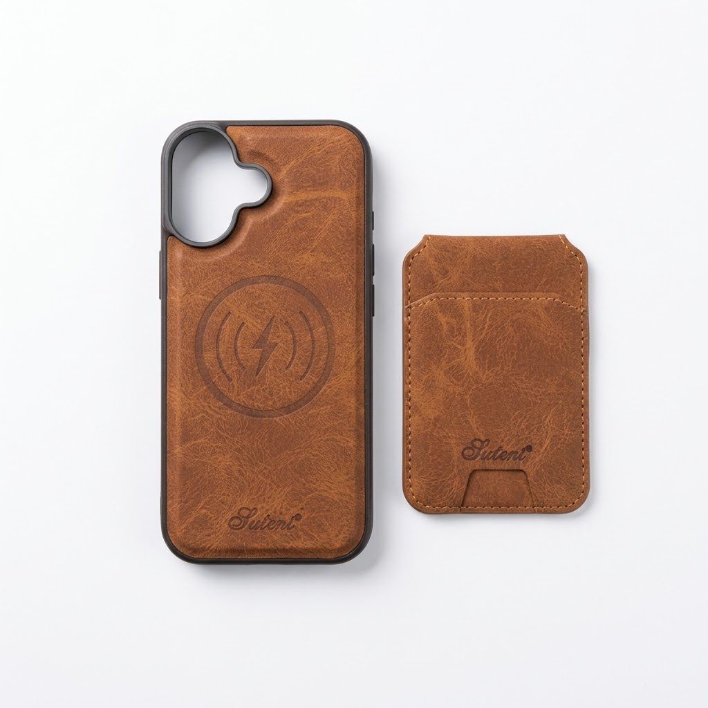 Case de Cuero con Wallet MagSafe iPhone 17 Normal Café Claro - Imagen 2