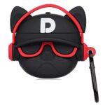 Case Airpods 1/2 Diseño French Bulldog Sunglasses black/red