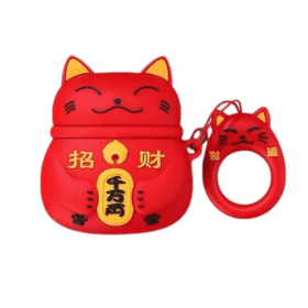 Protector AirPods 4 Diseño Gatito Chino Rojo