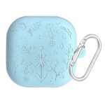 Protector Samsung Buds 4/4 Pro Grabado Flores Celeste