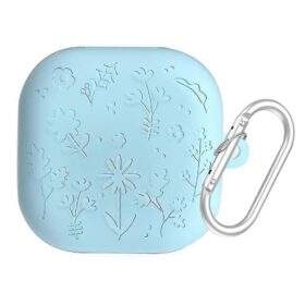 Protector Samsung Buds 4/4 Pro Grabado Flores Celeste