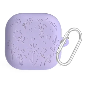 Protector Samsung Buds 4/4 Pro Grabado Flores Lila
